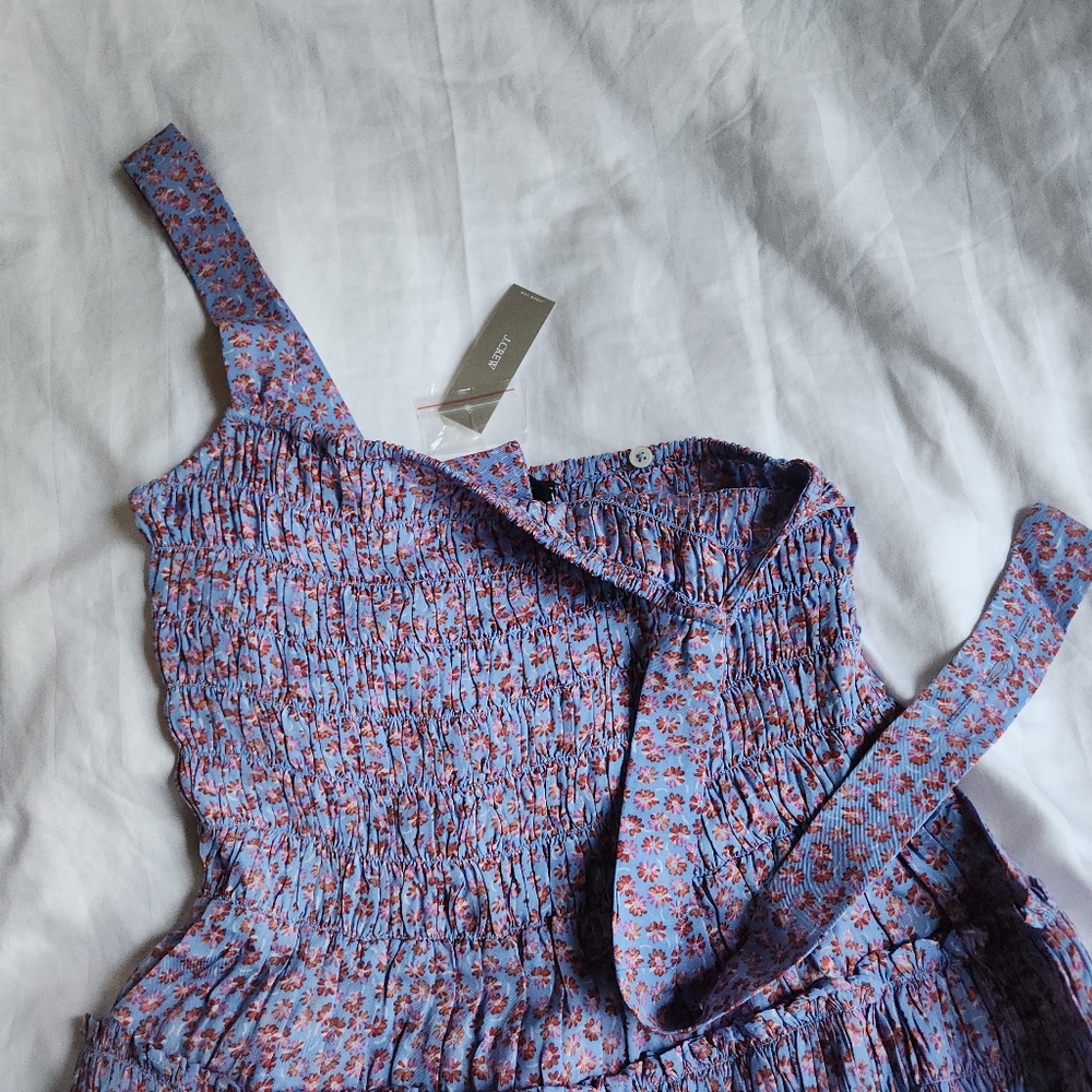 Jcrew Smocked midi dress in summer fields print Floral Purple Bnwt - Picture 11 of 13